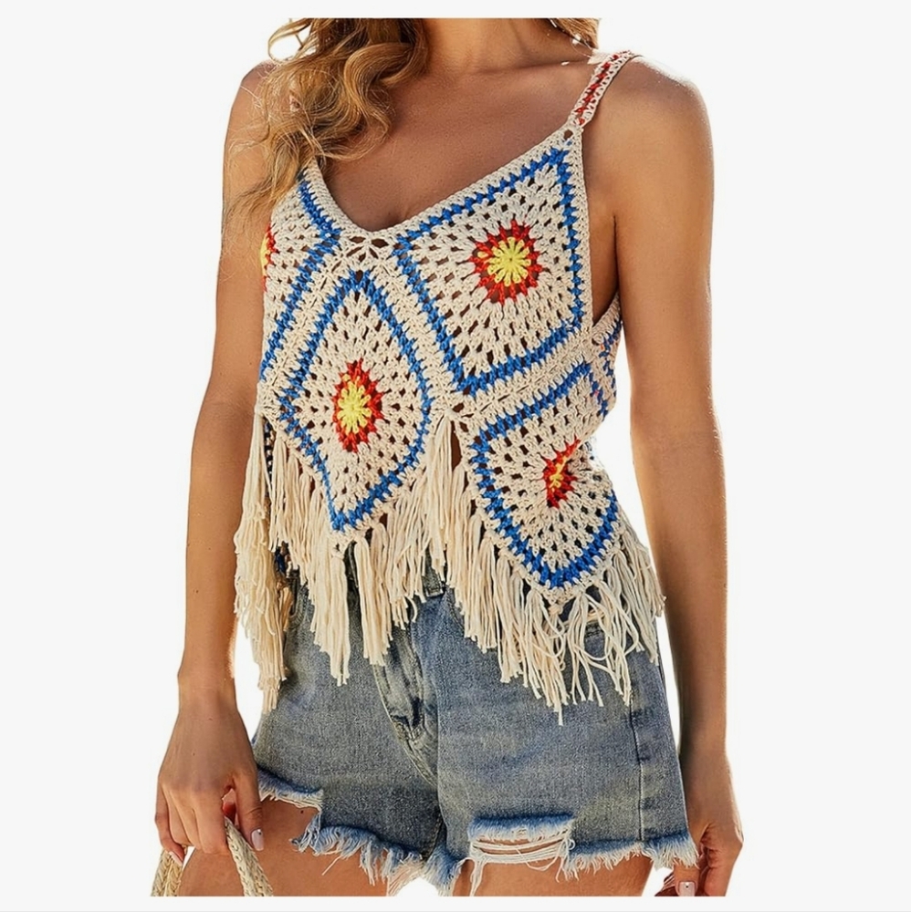 NWOT Endless Rose Grandmacore Crochet Boho Festival Vibes top